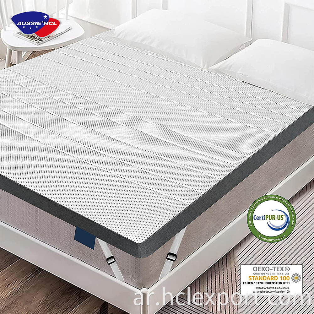 أفضل مصنع Aussie Roll in Box Praystress نائم جيدًا بوصة كاملة توأم ملكة ملكة مزدوجة Memory Gel Foam Mattress Topper